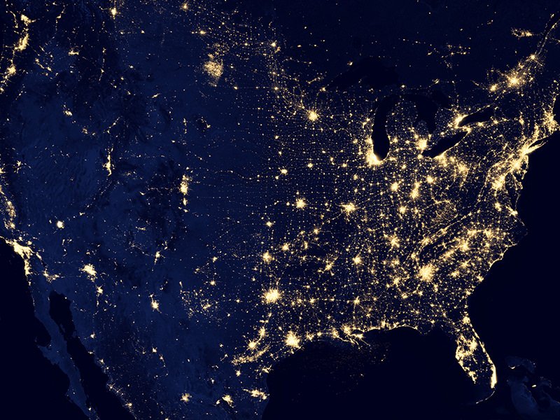 Satellite View of USA at Night